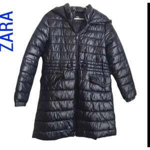 Zara kids long sleeve Black and blue puffer jacket
